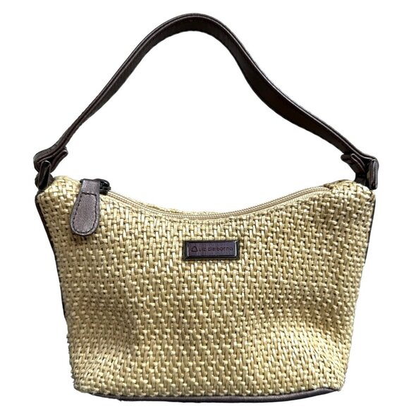 Liz Claiborne Small “Straw” Purse summertime With pink liner with palm leaves - Picture 1 of 10